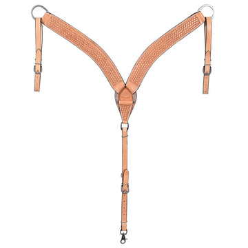 HILASON Western Horse Headstall Breast Collar Set Tack Genuine American Leather Basket Weave Tan